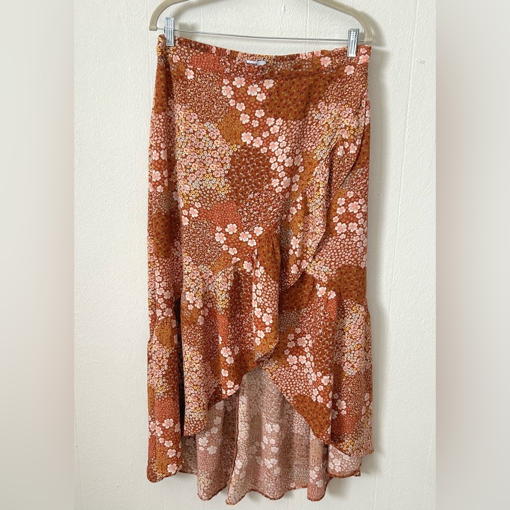 Sonoma mustard floral patchwork ruffle skirt large